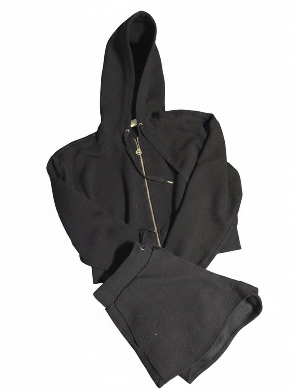 Michael Kors Black Embossed Logo short Set - Hoodie & Shorts